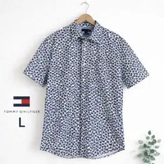 トミーヒルフィガー　花柄　半袖シャツ　L 総柄　コットン　爽やか　夏
