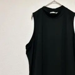 ノースリーブロングワンピース 大きめサイズ【3X】ブラック ハイネック シンプル