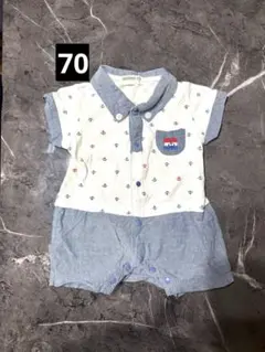 マリン柄 半袖ロンパース 70