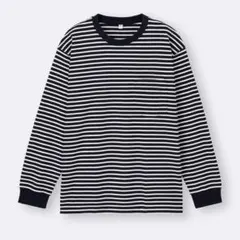 【美品】GU ヘビーウェイトクルーネックT ボーダー Tシャツ Mサイズ
