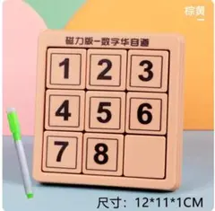 13cm大判サイズ マグネット スライディング数字パズル 【3マス×3マス】
