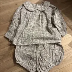 花柄襟付きトップスとバルーンパンツセット