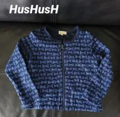 美品　HusHusH　軽くて華やか ふくれジャガード リボン柄 カーディガン