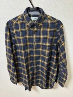 クロコダイル　メンズ　シャツ　ブラウス　チェック　ネイビー　イエロー　Mサイズ