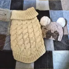 3coins■ニットセーター&くまちゃんみたいなニットキャップ■小型犬用