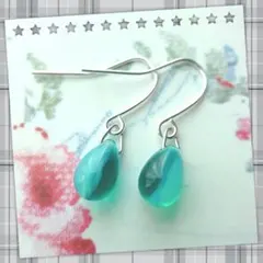 【No20】ドロップピアス・バイカラーナイルブルーS