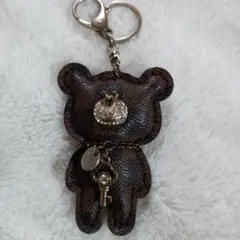クマ型 合成皮革 キーホルダー 約10cm