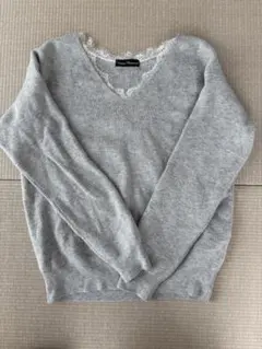 Urban Research グレー レース付きVネックセーター