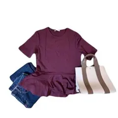 赤　ワインレッド　フリル　新品未使用　ZARA Tシャツ トップス　半袖