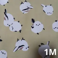 シマエナガ生地　ベージュ　1M 鳥小鳥　シマエナガ　雪の妖精　オックス生