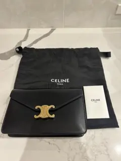 CELINEセリーヌ トリオンフ チェーンウォレット ショルダーバッグ ブラ