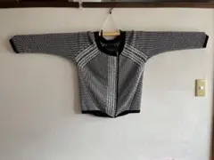 英国デザイン/ジップアップニットセーター ブラック・ホワイト