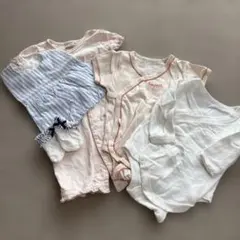【夏生まれの赤ちゃんにぴったり！60サイズ】プティマイン半袖ロンパースセット
