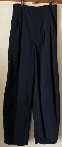 GUバレルレッグワークパンツ ゴムウエスト　黒