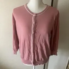 ピンク 五分袖 カーディガン