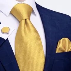 【3点セット】ネクタイペイズリーストライプ結婚式入学式卒業式黄色イエローゴールド