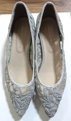 ライトブルー レース パンプス