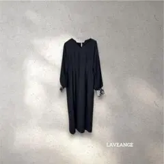 LAVEANGE ラビアンジェ ジャガードカフス ドレス ロングワンピース LL