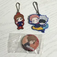 呪術廻戦　キャラばんちょうこう ラバーマスコット 2 虎杖&五条　釘崎　缶バッジ