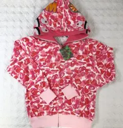 美品　A BATH ING APE カレッジロゴパーカー ピンク　希少サイズ 美品 A BATH ING APE カレッジロゴパーカー ピンク 希少サイズ