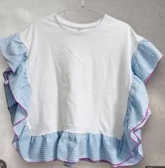 しまむら　コラボ　Tシャツ　ギンガムフリルTシャツ　airi juo　160のサムネイル