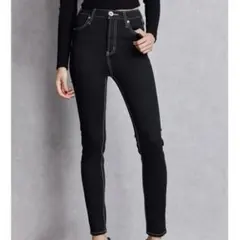 GYDA ワンウォッシュスキニー　ハイウエスト　ブラックXXS