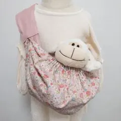 おままごと用スリング ドールキャリア ピンク×花柄【435】