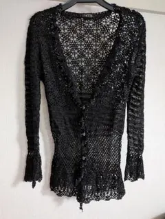 【美品】ブティックニコル レースカーディガン ブラック
