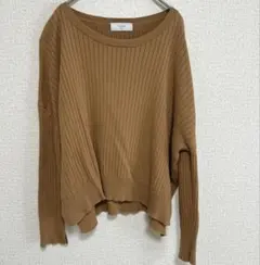 スローブイエナ　プルオーバーリブニット　サイドスリット　コットン100%