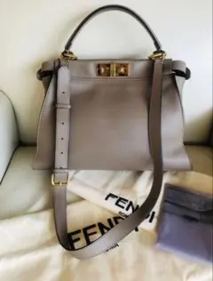 FENDI ピーカブー レギュラー ダブグレー べっこう ショルダーバッグ