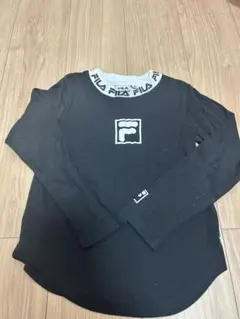 ブラック ロゴ入り 長袖カットソー