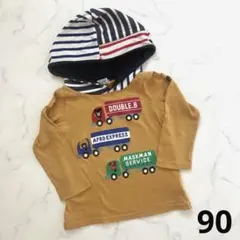 ミキハウス ダブルビー ロンT フード付き 90