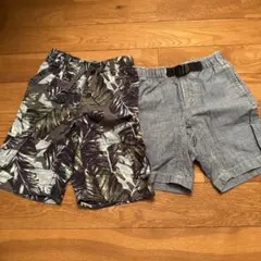 迷彩柄と無地グレーの半ズボン2枚セット