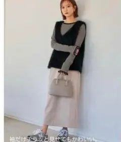 新品☆mysa 田中里奈　ストライプ フリル付き長袖Tシャツ