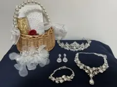 【花嫁フルセット】ティアラ ネックレス ピアス　前撮り 結婚式 ウェディング