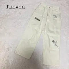 Thevon ゼヴォン パンツ アイボリー 綿 ペイント刺繍 ワイドパンツのサムネイル