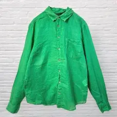 パドカレ コットンシャツ M グリーン 美品 綿100% 鮮やか 日本製 薄手