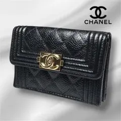 CHANEL シャネル 財布 マトラッセ ボーイシャネル 三つ折 キャビアスキンのサムネイル