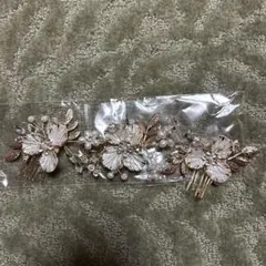 ヘッドアクセサリー ヘッドドレス 結婚式 ゴールド 花