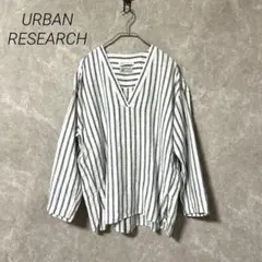 URBAN RESEARCH リネン　スキッパーストライプシャツ