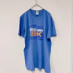 GILDANTシャツ【L】 青色プリントTシャツ