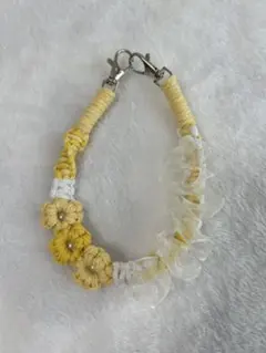 スマホストラップ ハンドメイド マクラメ 黄色 ハンドストラップ ペンライト 嵐