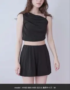 SEA DRESS/ショートパンツ付タックビキニ/ブラック/セット水着3点セットのサムネイル