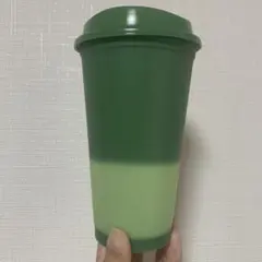 カラーチェンジ　リユーザブルカップ　ホット用　緑