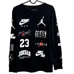 希少❗️Jordan ジョーダン ロンT 総柄ロゴ ビッグプリント 黒 ブラックのサムネイル