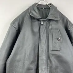 Vintage 90s【オールブラック】本革 ミリタリー レザージャケット