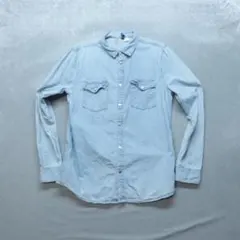 H&M A0451 デニムシャツ XS 青 スリムフィット ウエスタンシャツ
