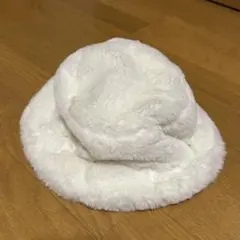 ホワイト バケットハット ファー