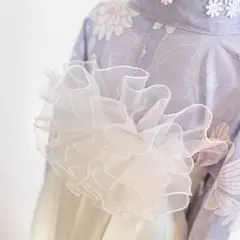 ふんわりレースフリル作り帯　成人式振袖　卒業式袴　浴衣着物　帯飾り　七五三