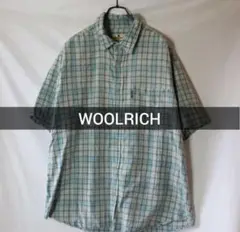 Woolrich 半袖シャツ ブルー チェック柄 XL